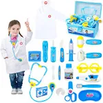 Doctor Kit for Toddlers 3-5 Dress Up Toys for 2 3 4 Year Old Girls Pretend Kids Doctor Play Set with Doctor Costume Toy Stethoscope for 2 3 4 5 6 Year Old Girls Boys Birthday Gifts