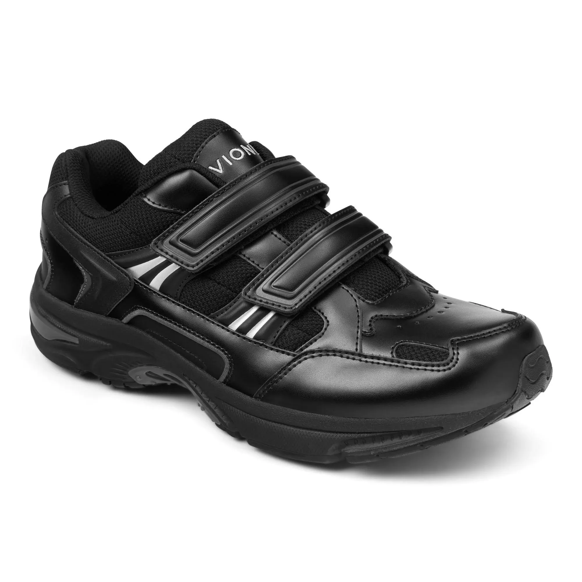 Vionic Albert Men's Orthotic Walking Shoe - Strap Cl Black Leather - 12 Medium