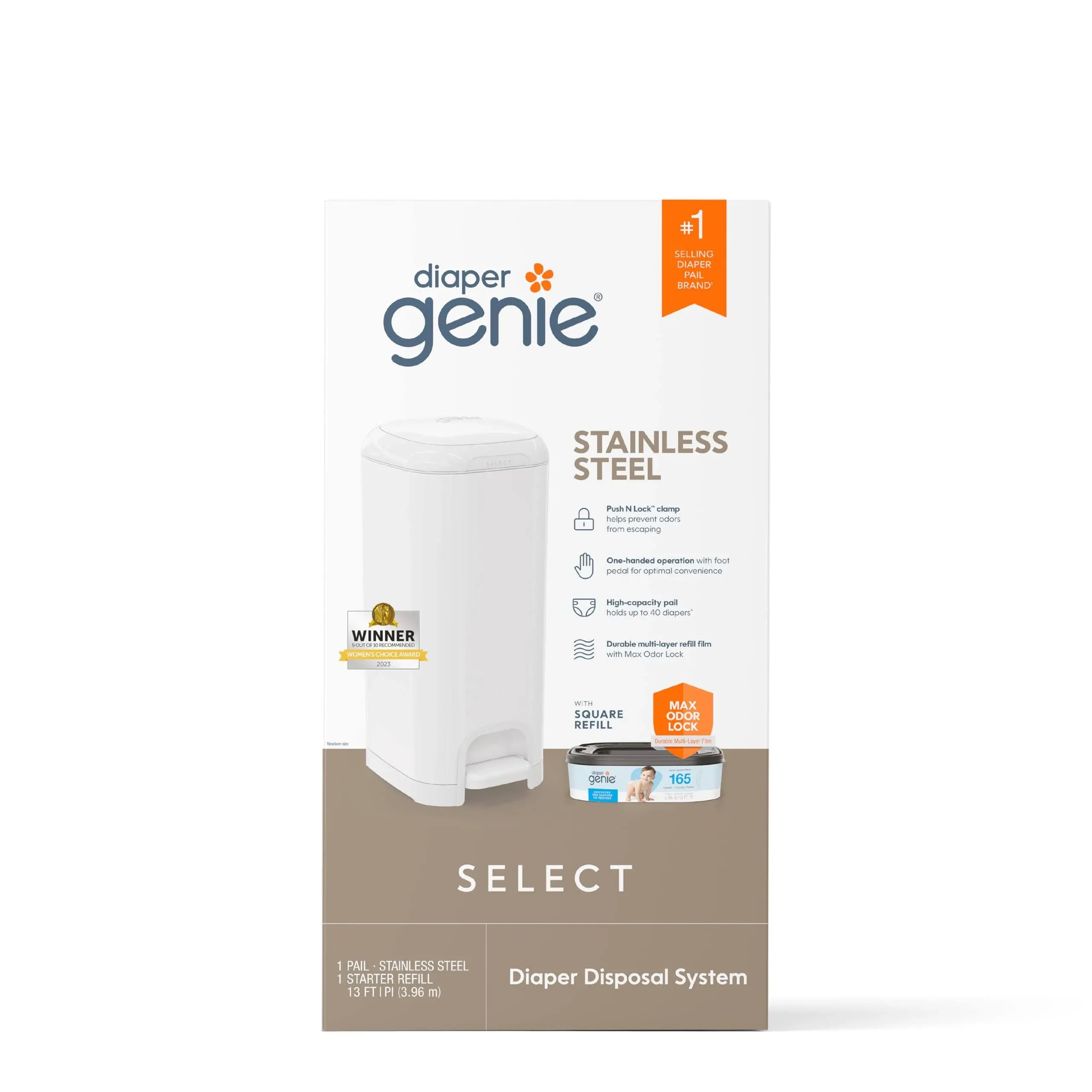 Diaper Genie Select Diaper Pail - White