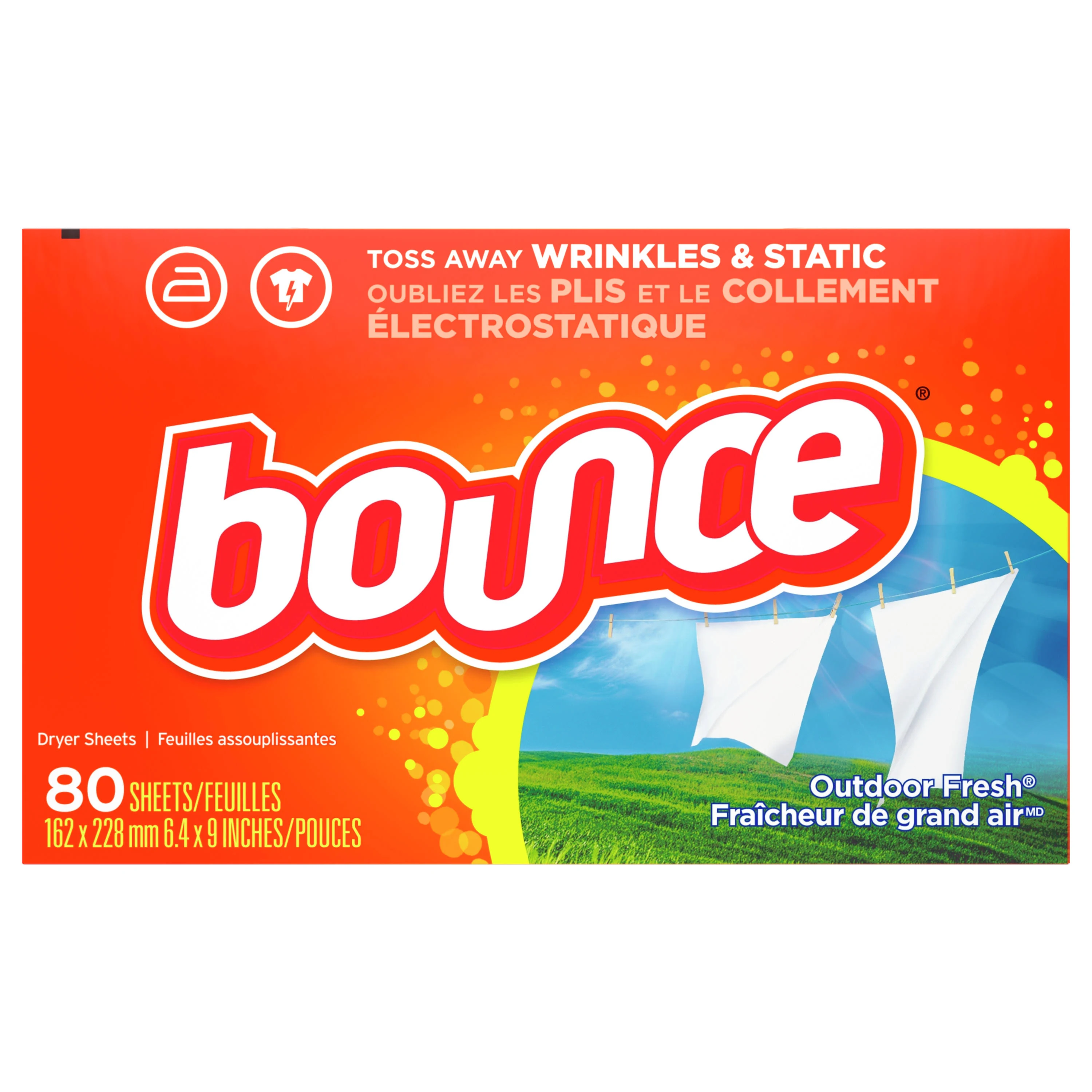 Bounce 02644 2-Count Coin Vend Outdoor Fresh Fabric Softener Dryer Sheets Single Load Box - 156/Case