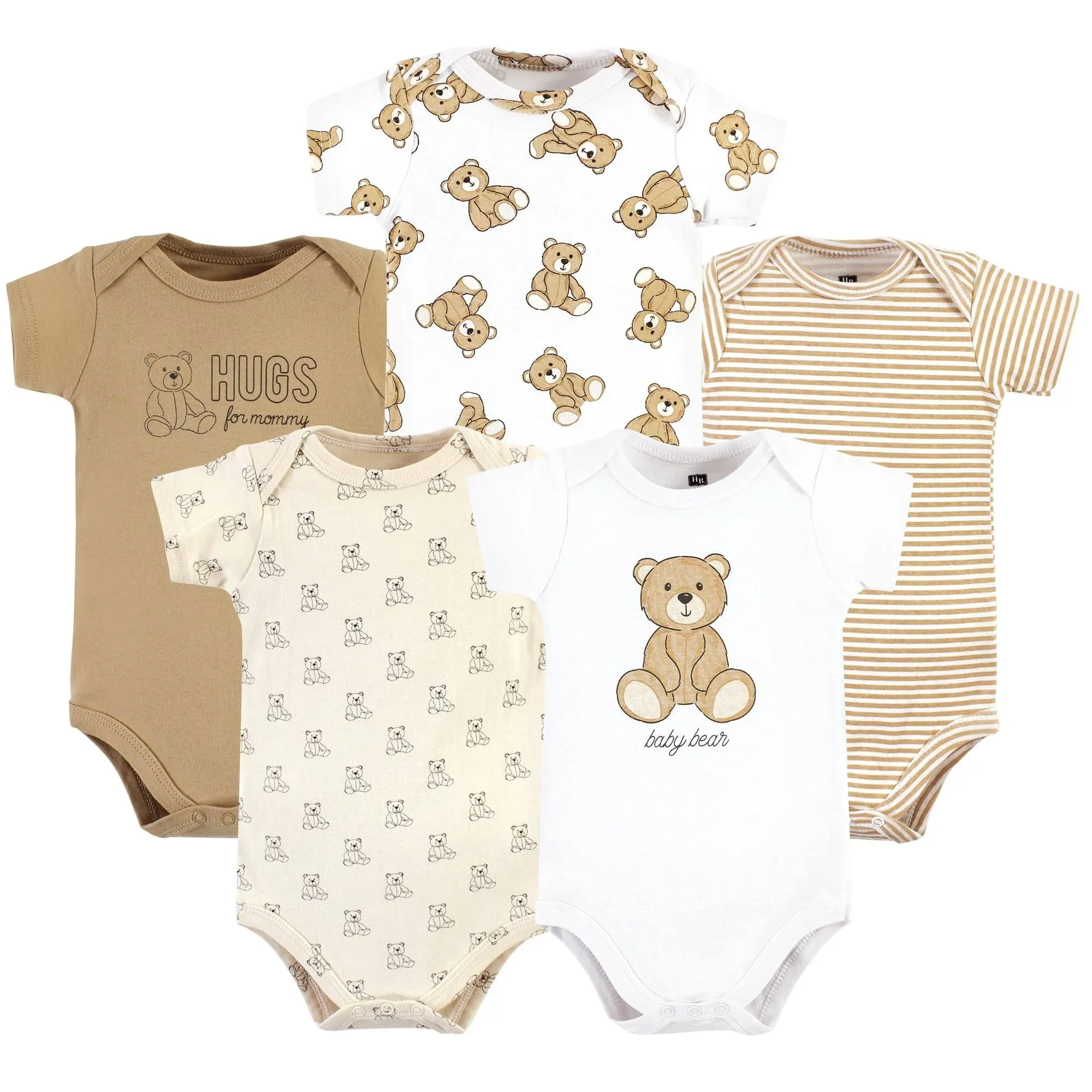 Hudson Baby Cotton Bodysuits, Teddy Bears 5-Pack, Preemie