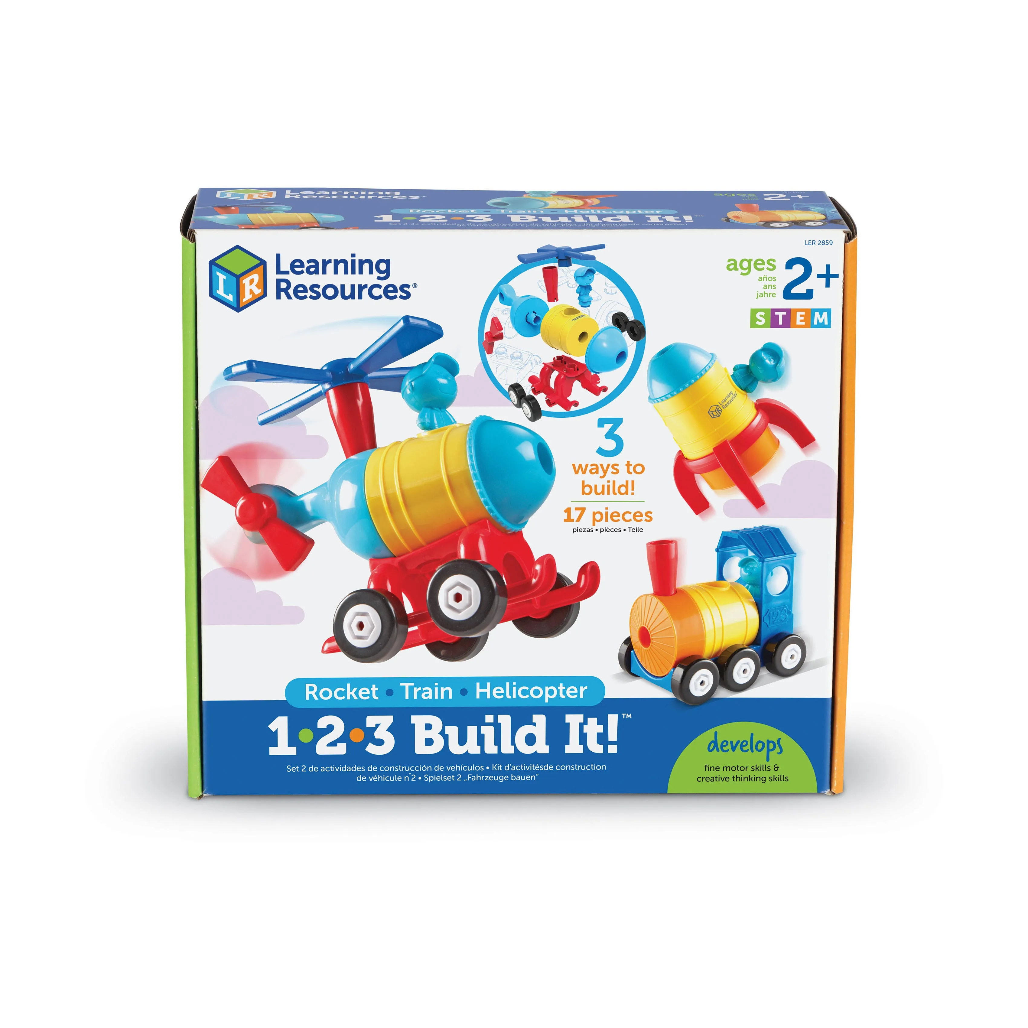 MindWare Learning Resources 1-2-3 Build It! Rocket-Train-Helicopter