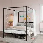 Sha CERLIN Metal Canopy Bed Frame Full Size/Mattress Foundation with Metal Slats Support/No Box Spring Needed/Easy ASSEMBLY/Black