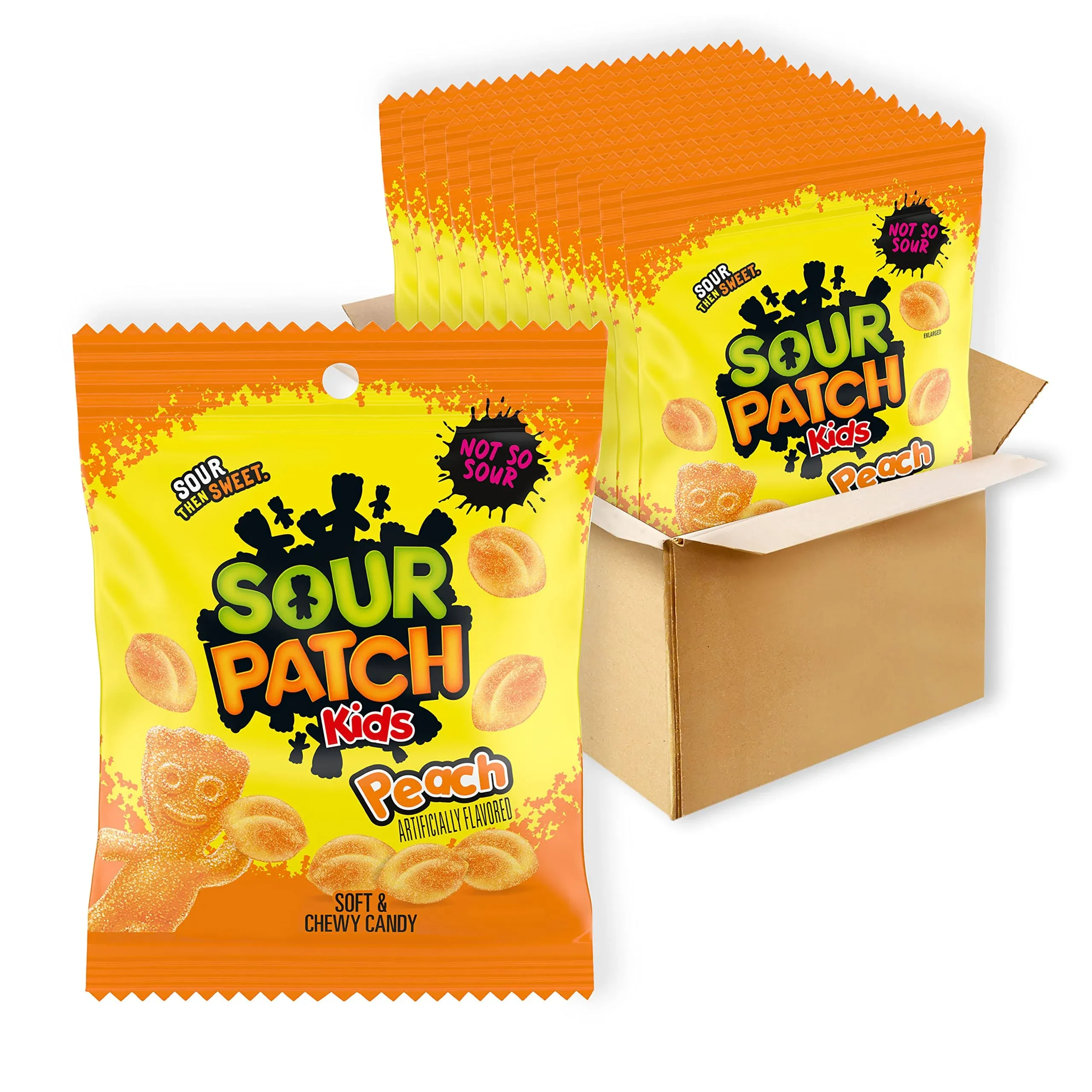 SOUR PATCH KIDS Peach Soft & Chewy Candy, Bulk Candy, 12-4.96 oz Bags