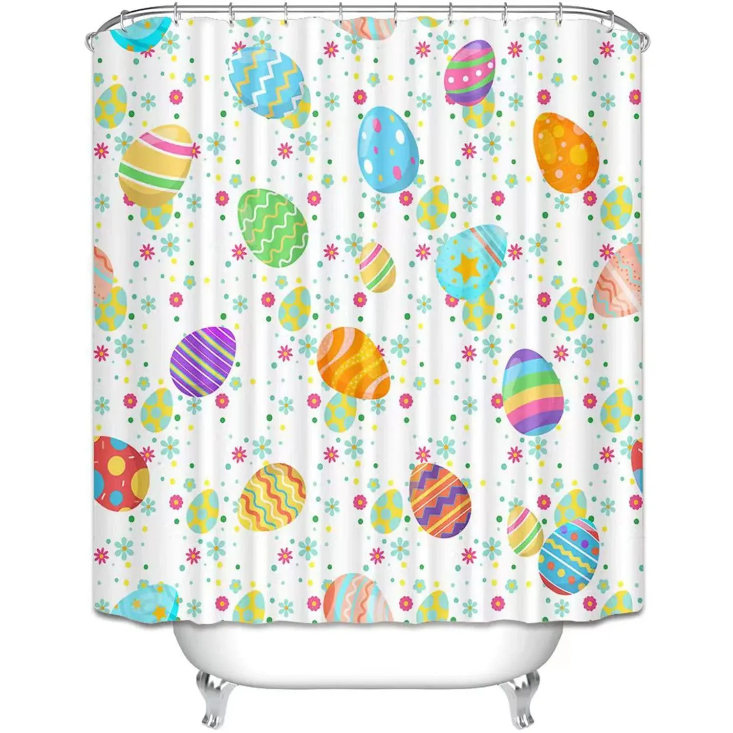 Cnayuep Easter Shower Curtain, Easter Eggs Shower Curtain Set Shower Curtains for ...