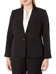 Kasper Plus Size Stretch Crepe One Button Jacket - Black - 20W