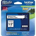 Brother P-Touch Brother P-Touch - TZe231 Label Tape, 1/2', Black On White