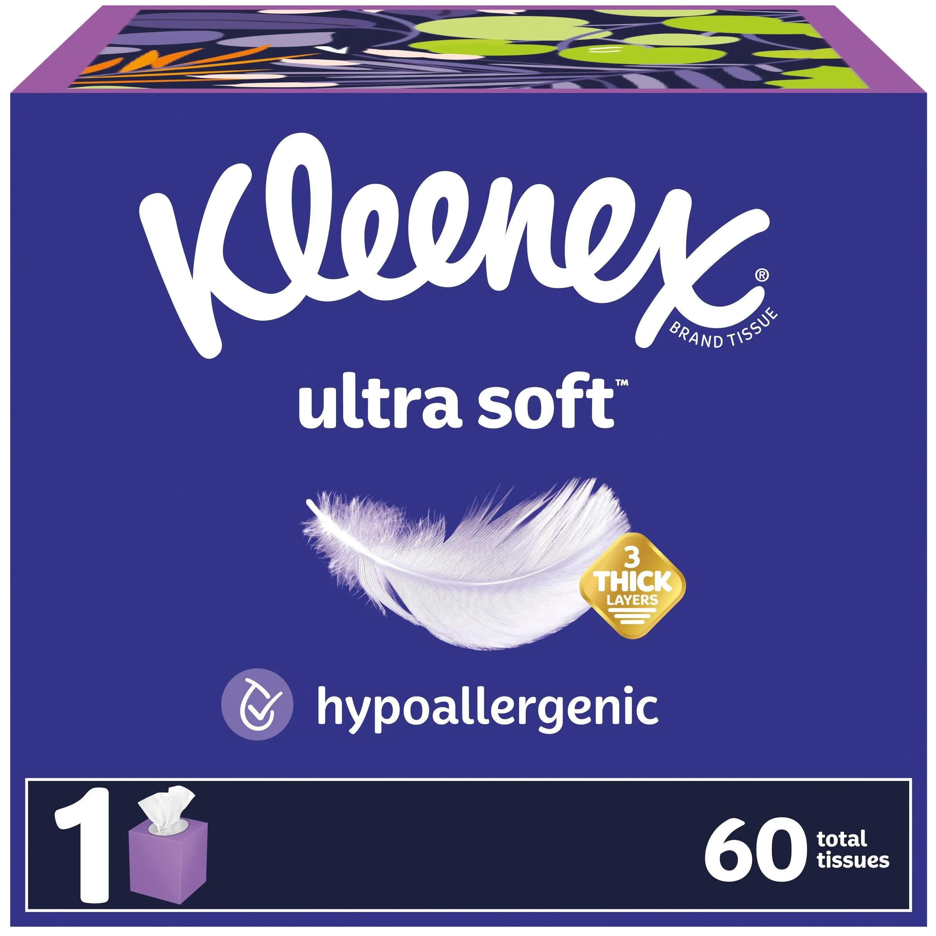 Kleenex Tissues, Ultra Soft, 3-Ply - 60 tissues