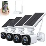 Solar Camera System Wireless, 3.0MP Solar Security Camera System Outdoor Wireless Wifi 2 Pack (with Base Station), 2-Way Audio, Night Vision, IP65 Waterproof, PIR Human Motion Detect, SD/Cloud Storage