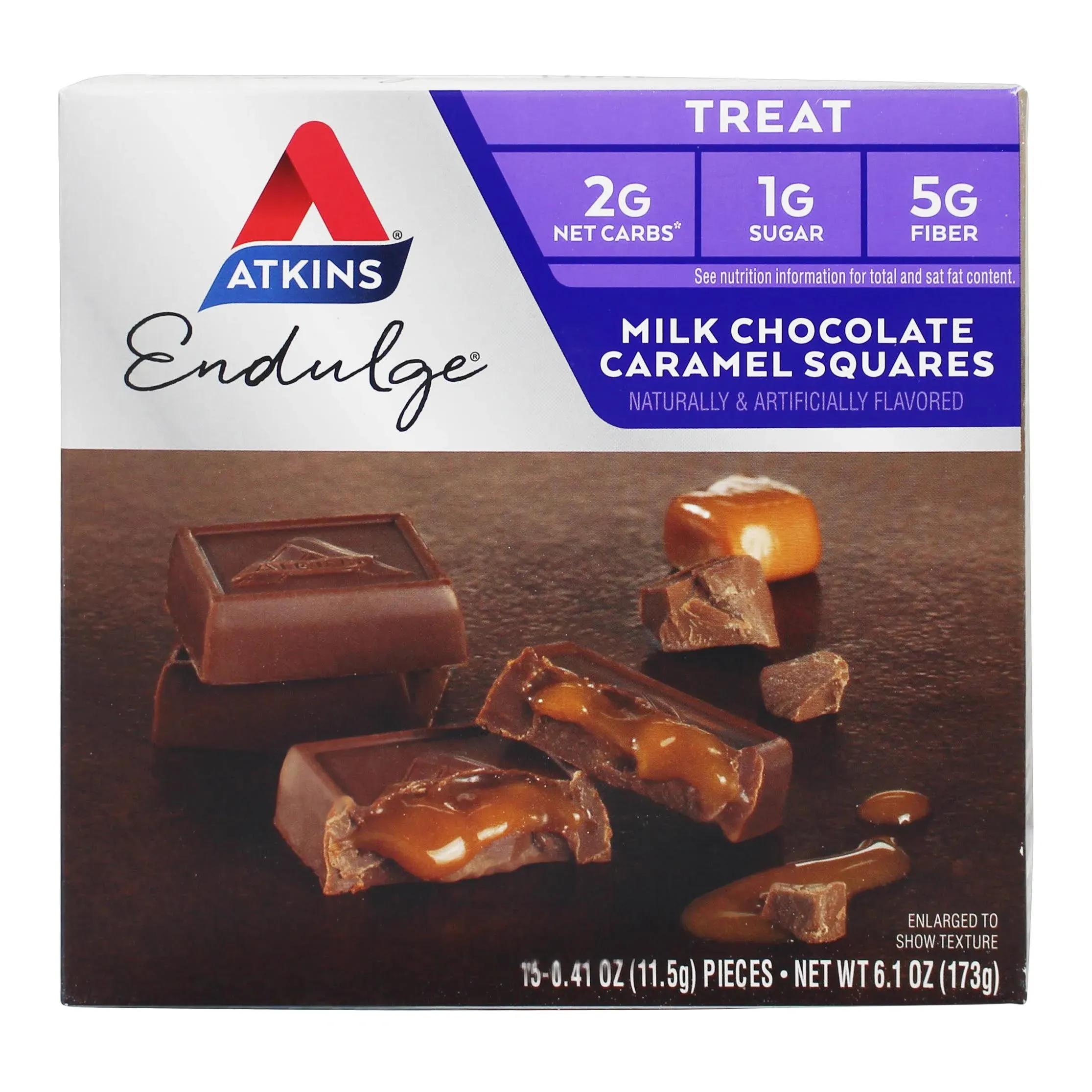 Atkins Endulge Caramel Squares, Milk Chocolate - 15 pack, 0.41 oz pieces