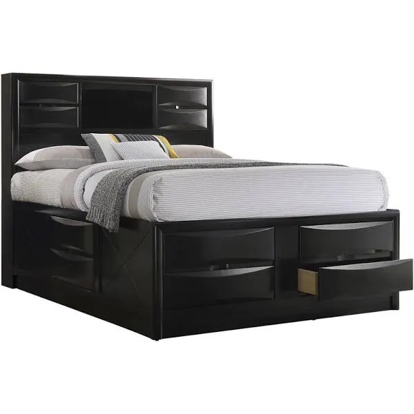 Briana Transitional Wood Storage Bookcase Bed Black