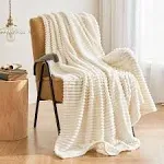 MIULEE Fleece Bed Blanket King Size 90"x108" 300GSM Super Soft Lightweight Plush 3D Striped Jacquard Blanket, Sage Green Warm Cozy Breathable Ribbed Blanket for Sofa Couch