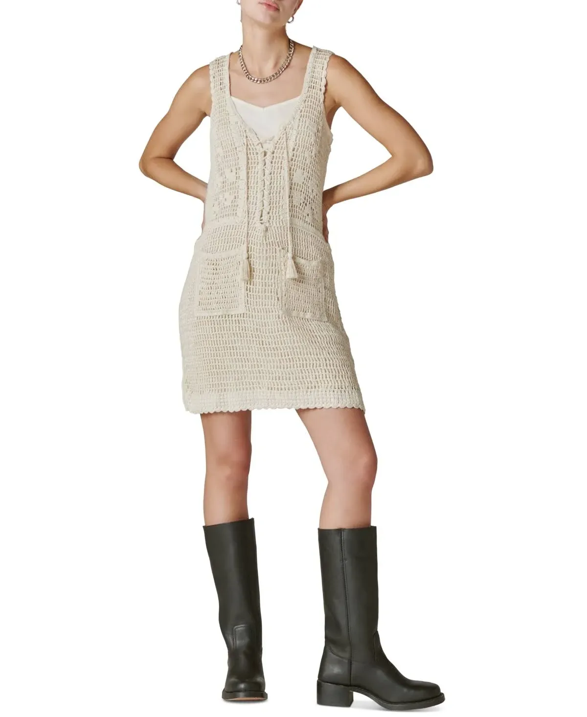 Lucky Brand Women's Crochet Baja Tunic Dress