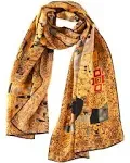 YangtzeStore Long Charmeuse Silk Scarf Classic Art Print