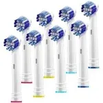 Replacement Brush Heads Compatible with Oralb Braun- Pack of 8 Professional Electric Toothbrush Heads- Precision Refills for Oral-B 7000, Clean, Oral