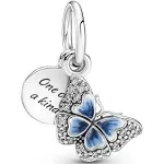 PANDORA MOMENTS Charm Anhänger "Blauer Schmetterling mit Nachricht" Silber 790757C01