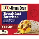 Jimmy Dean Breakfast Burrito, Meat Lovers - 4 burritos, 17 oz