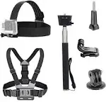 VVHOOY 3 in 1 Universal Action Camera Accessories Kit - Head Strap Mount/Chest Harness/Selfie Stick Compatible