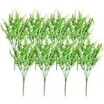 Cornucopia Artificial Shrubs (8-Pack); Faux Plastic Leafy Greenery Imitation Boxwood Plants for Decorating Indoor & Outdoor