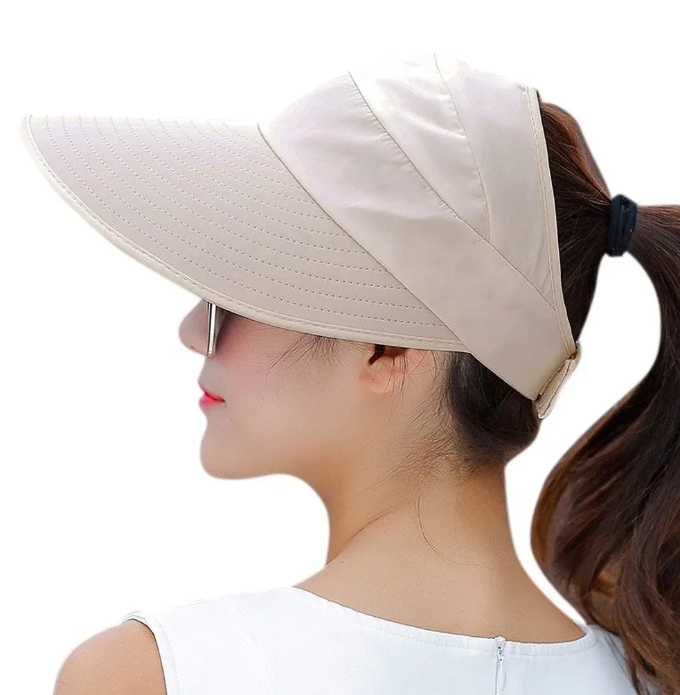 HINDAWI Sun Hats for Women Wide Brim UV Protection Sun Hat Summer Beach Packable Visor