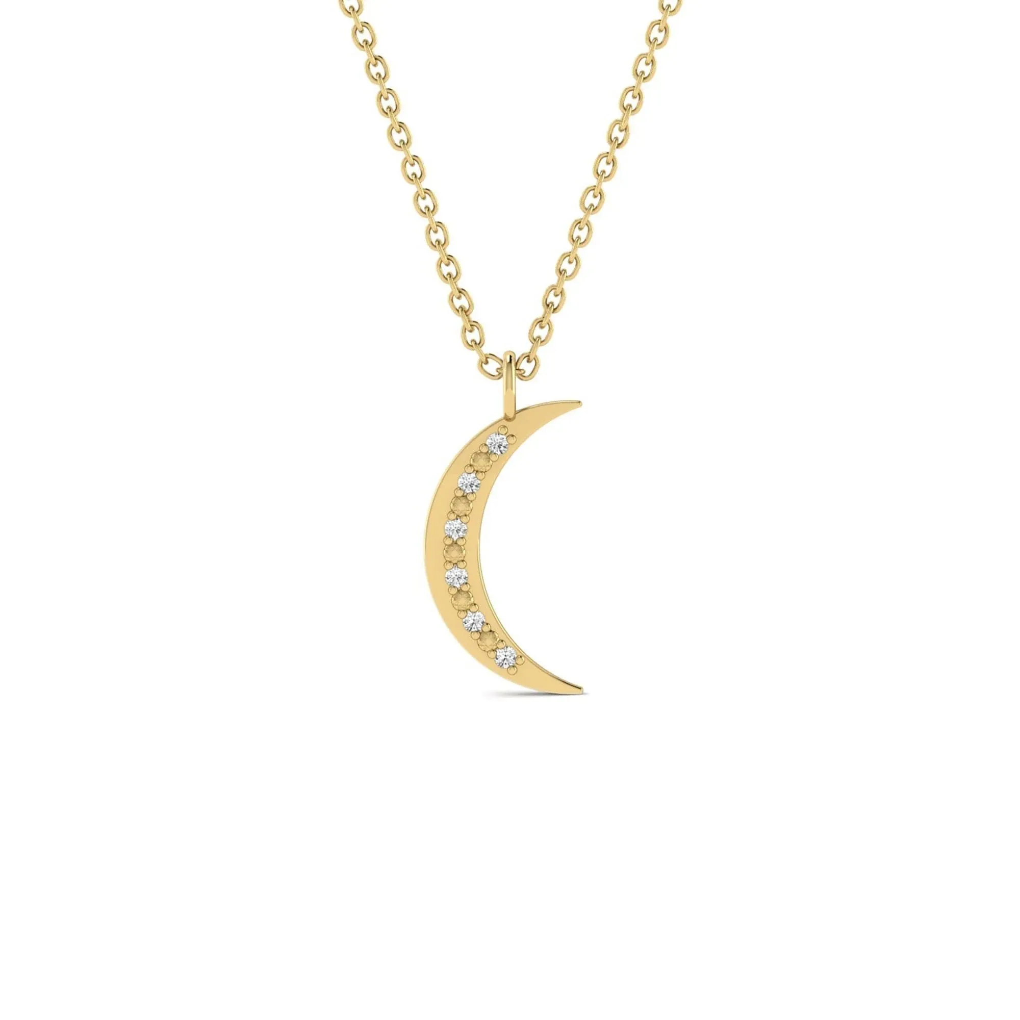 Diamond Crescent Moon Necklace in 14K Solid Gold