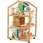 KidKraft So Stylish Mansion Wooden Mid-Century 360-Play Dollhouse with Wheeled Base and 42 Accessories, Gift for Ages 3+