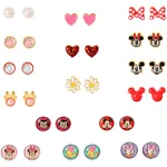 Mickey, Minnie Mouse & Friends Stud Earrings Pack Of 16 Pairs In Red,black,purple