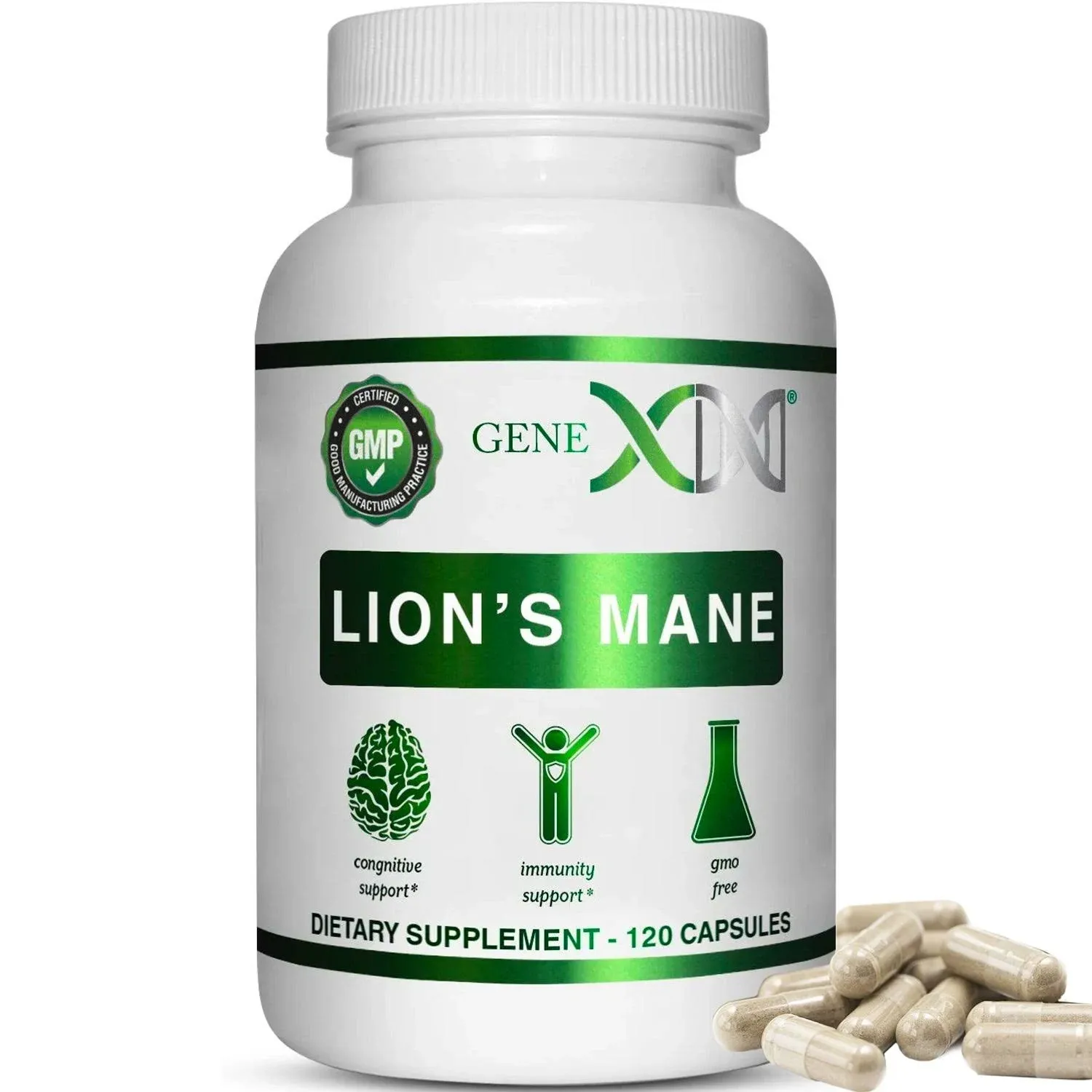 Genex Formulas Lions Mane Supplement with 100% Lions Mane Extract - Nootropics Brain Support Supplement 1000mg/serving - (120 Capsules)