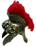 Gold Roman Helmet Spartan Helmet Greek with Red Feathers Armour Gladiator Costume