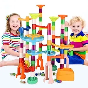 Marble Run, 135pcs Marble Maze Game Construction Building Toys for Kids, Marble Track Race Set STEM Learning Toys Gift for Boys Girls 3 4 5 6 7 8 9 10+