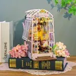 Book Nook Kit Garden House DIY Book Nook Kits Room Bookshelf Insert Miniature 