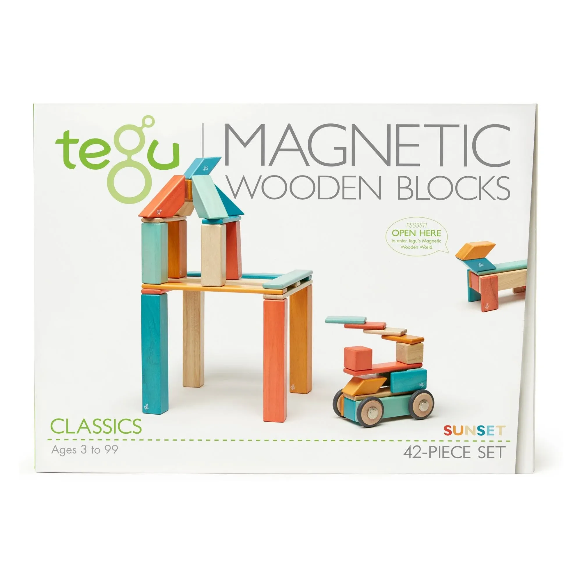 Tegu 42 Piece Magnetic Wooden Block Set Sunset