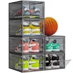 7 Code Thicken & Sturdy Clear Shoe Storage Organizer with Magnetic Door, Stackable Boxes for Closet, Foldable Space-Saving Shoe Rack for Sneaker Boot