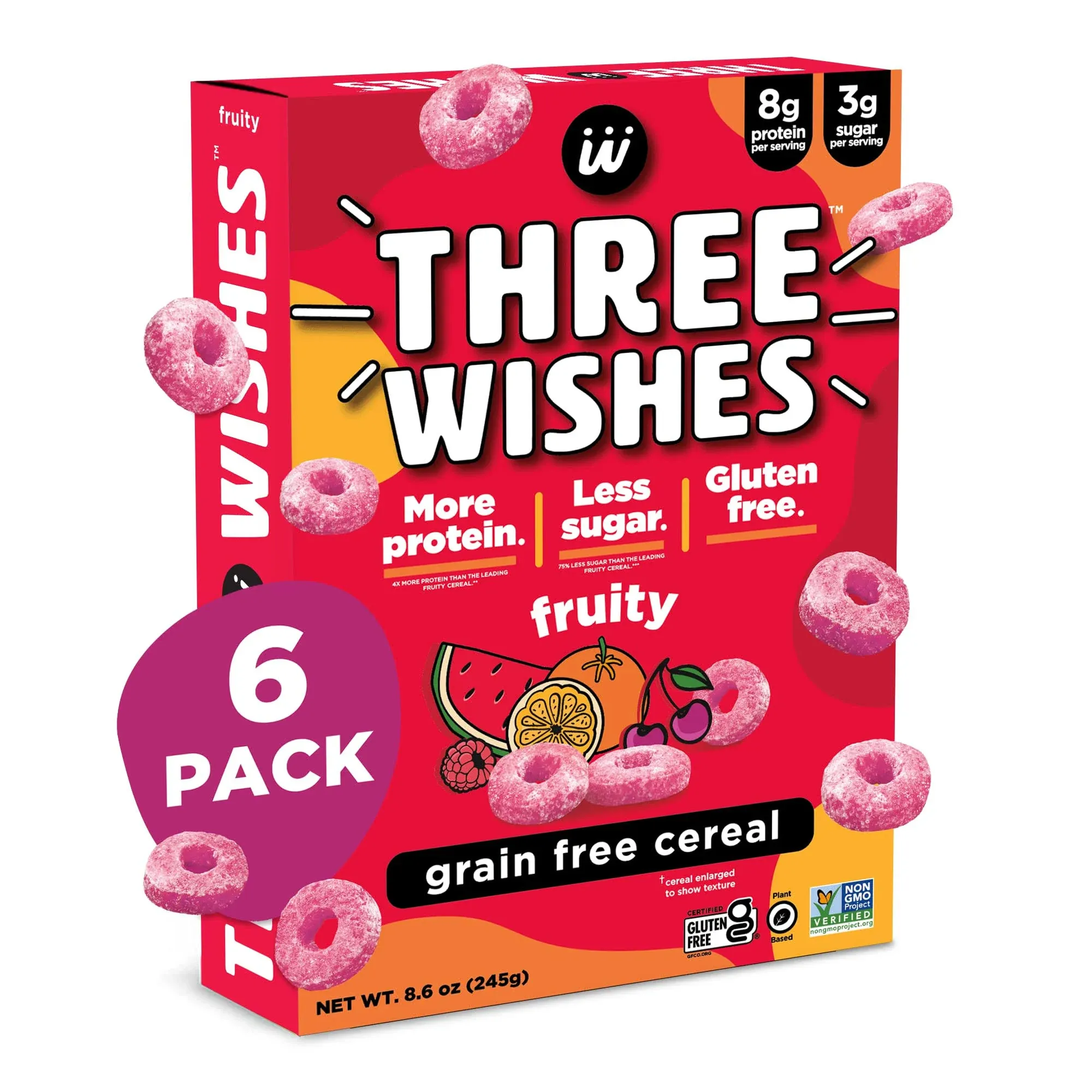 Protein and Gluten-Free Breakfast Cereal by Three Wishes - Fruity 6 Pack - High ...