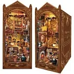 Miniature Dollhouse DIY Kit 3D Puzzle Bookend LED Light Book Nook Shelf Insert