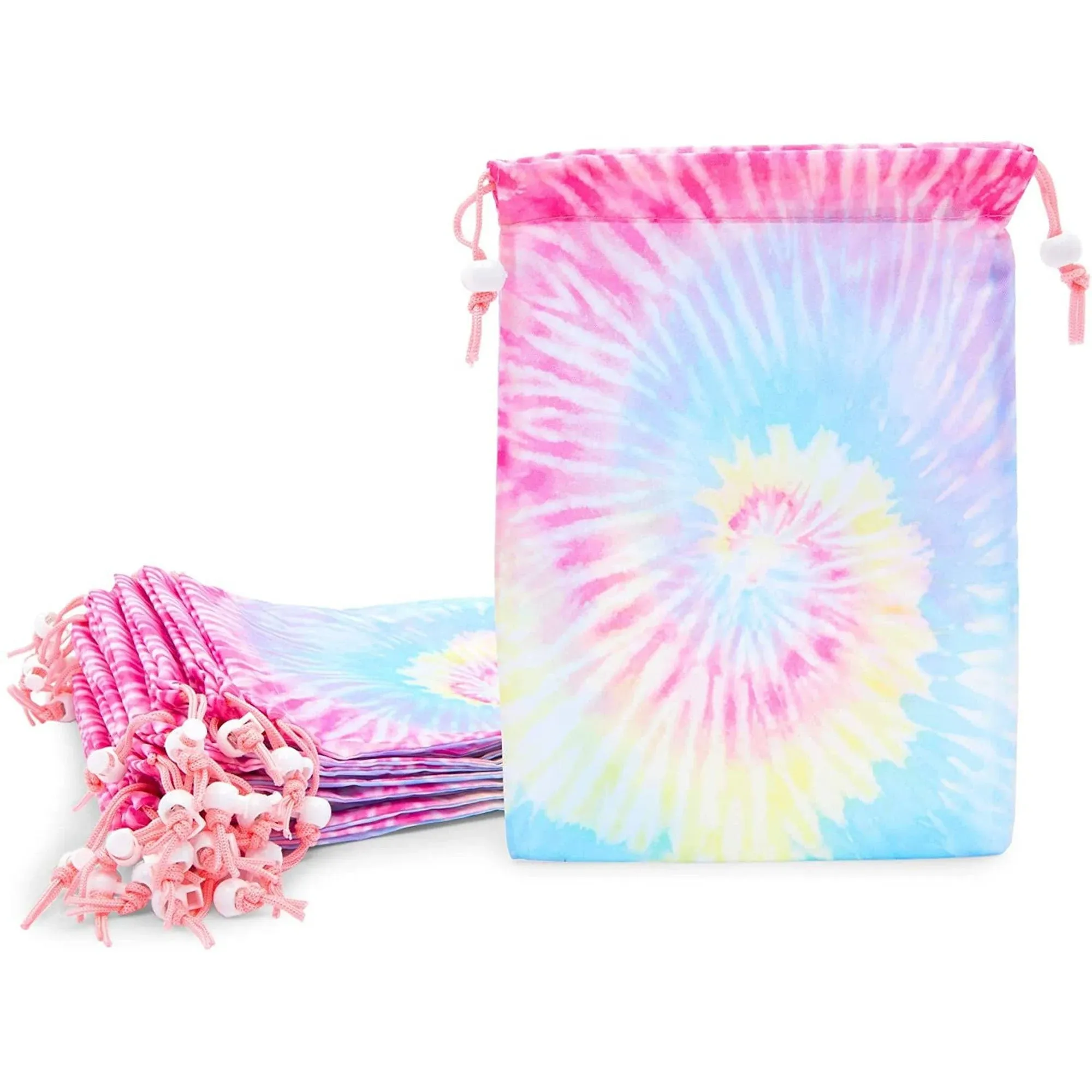 BLUE PANDA 20 Pack Tie Dye Drawstring Gift Bags for Birthday Party Favors, Goodies, Treats (7 x 10 In)