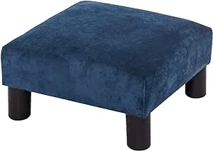 Adeco Small Ottoman – Footstool/Footrest - Geometric Art –15.7x15.7x8.1 inch Cuboid & Cylinder,