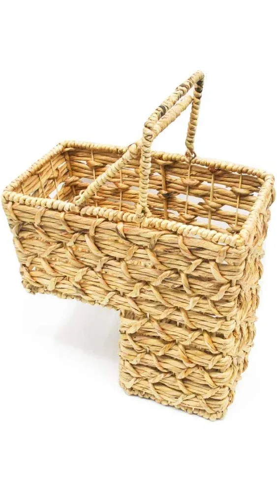 Trademark Innovations 15" Water Hyacinth Storage Stair Basket With Handles and Weave Design