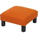 Joveco Small Footstool Ottoman, Fabric Footrest Square Foot Stool with Non-Skid Plastic Legs, Modern Pets Step Stool for Couch Desk Office Living Room (Dark Orange)