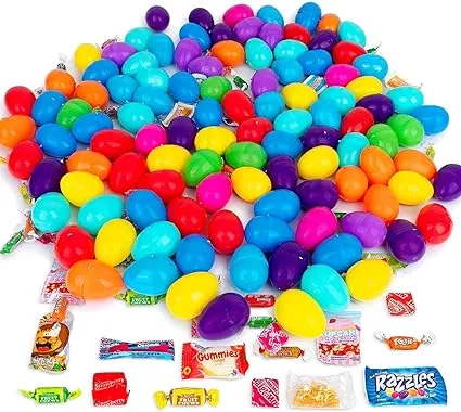 Candy Filled Plastic Easter Eggs for Easter Egg Hunt - Prefilled Eggs Stuffed with Candy - Basket Stuffers Easter Eggs with Candy for Egg Hunt 12