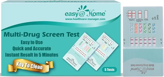 Easy@Home 6 Panel Instant Drug Test Kits for Self-screening, Cleansing, Rapid At Home Rapid Multidrug Urine Testing Card