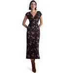 Madewell Wide V-Neck Midi Dress in Floral Cupro-Blend Women's Dress : 12