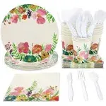 Juvale 144 Piece Watercolor Flower Tea Party Supplies