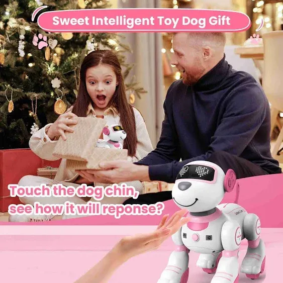 FUUY Robot Dog Toys for Girls Toys Interactive Robot Toy FollowMe RobotIntelligent Remote Control Dog with Sing Dance AI Robotics for Kids  Chrismas Birthday Gifts Girls.