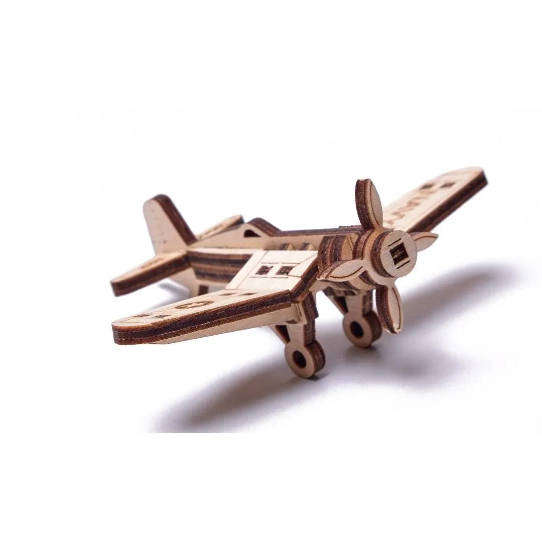 Wood Trick Set of Mini Planes 3D Puzzles and Astronaut - 3D Wooden Puzzle - Great STEM Project for Beginners