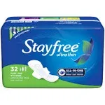 Stayfree Ultra Thin Super Long Pads with Wings For Women, Reliable Protection and Absorbency of Feminine Moisture, Leaks and Periods, 32 count - Pack of 4