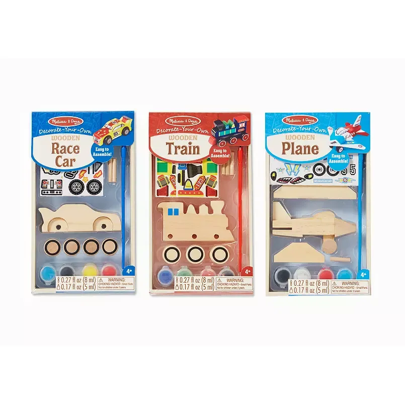 Melissa & Doug Decorate-Your-Own Plane, Train & Race Car Bundle, Multicolor