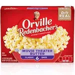 Orville Redenbacher’s Movie Theater Butter Flavored Microwave Popcorn, Gluten Free, 6 Count Popcorn Bags (6 Boxes)