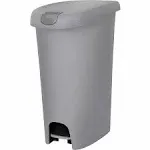 Hefty 12 Gallon Trash Can, Plastic Slim Lockable Step on Kitchen Trash Can, Gray