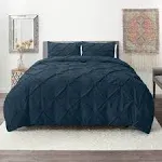 nestl Pinch Pleat Navy Blue KING Duvet Cover Set Of 3 😃